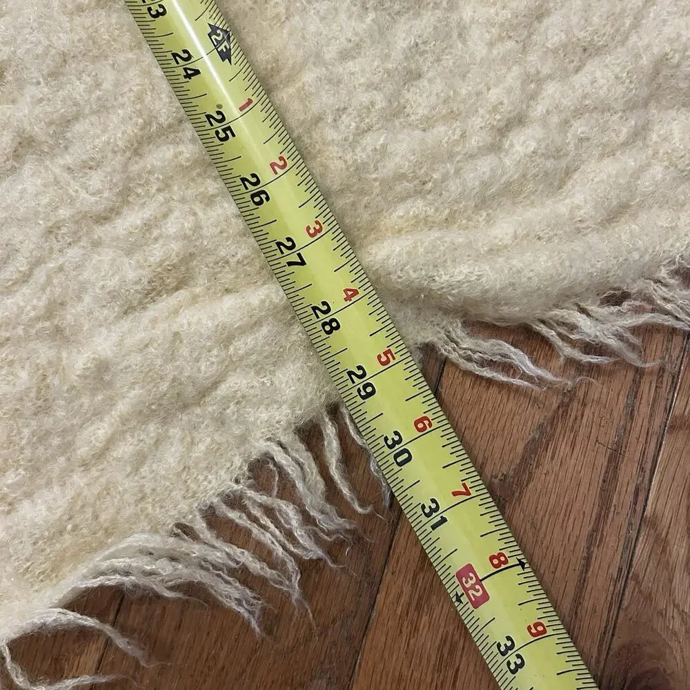 Vintage Toison D’or 100% Mohair Wool Yellow Throw Blanket 29x59”